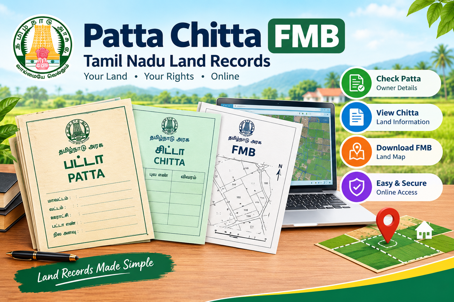 Patta Chitta FMB land records guide and FMB sketch in Tamil Nadu